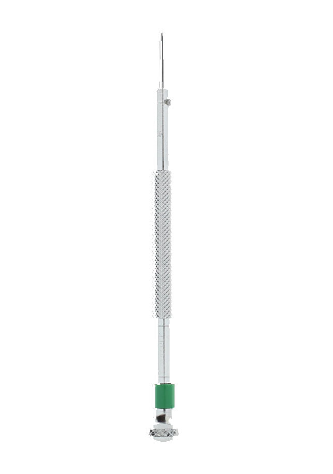 Classic chrome-plated brass screwdriver with coloured rings, Ø 0.50 to 3.00 mm
