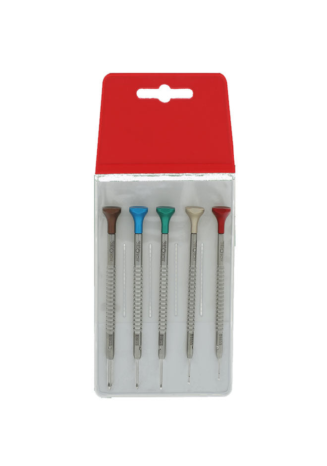 Conjunto de 5 pontas de chave de fenda Phillips com diâmetros de 1,20 a 3,00 mm.