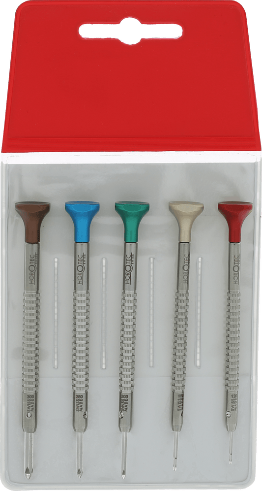 Conjunto de 5 pontas de chave de fenda Phillips com diâmetros de 1,20 a 3,00 mm.